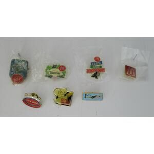 7 McDonald's Lapel Pins Advertising Lot No Duplicates Drive Thru, Deluxe, Tarzan